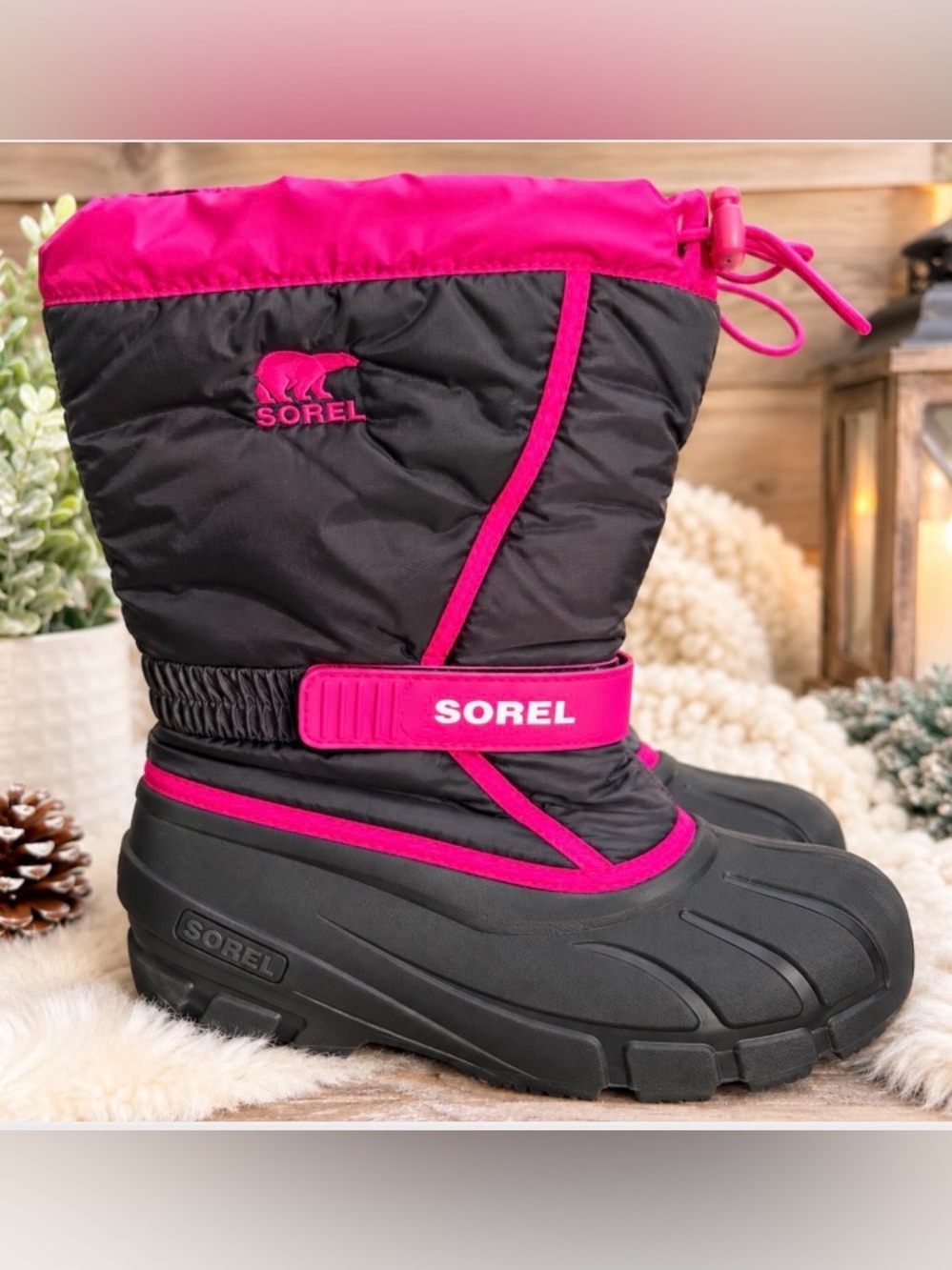 SOREL Women’s Size 7 Black Pink Winter Snow Boots Waterproof